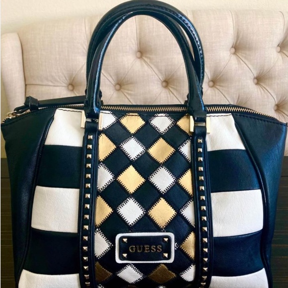 Classic Guess Purse - Black, Gold and White - Picture 1 of 4